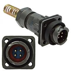 FQ14-4PIN ZPJ-8, блочная вилка, 4 контакта, с патрубком и пружинным хвостовиком под кабель 8мм