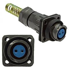 FQ14-2PIN ZPK-8, блочная розетка, 2 контакта, с патрубком и пружинным хвостовиком под кабель 8мм