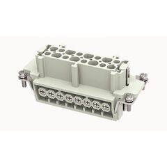 DE-016-F, розеточная контактная вставка, винтовая фиксация, 16 полюсов + ре, size 16b, 500 v, 16 a, сечение обслуживаемых проводников 0.75-2.5 мм. кв., тип покрытия контактов: серебро, серия de