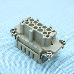 DE-010-FS, розеточная контактная вставка, пружинная фиксация, 10 полюсов + ре, size 10b, 500 v, 16 a, сечение обслуживаемых проводников 0.75-2.5 мм. кв., тип покрытия контактов: серебро, серия de