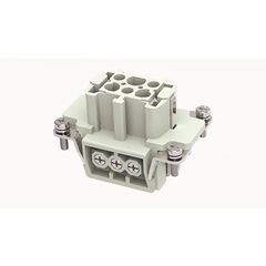 DE-006-F, розеточная контактная вставка, винтовая фиксация, 6 полюсов + ре, size 6b, 500 v, 16 a, сечение обслуживаемых проводников 0.75-2.5 мм. кв., тип покрытия контактов: серебро, серия de