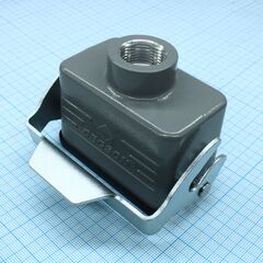D10B-CCT-1L-M20, крышка разъема, size d10b, с уплотнителем, с защелкой, 1 отверстие с резьбой для кабельных вводов m20x1,5, с верхним расположением, алюминиевый сплав