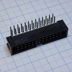 DS1013-26RSIB-B-0, idc разъем, вилка на плату угловая двухрядная 26pin(2x13)., шаг 2.54мм