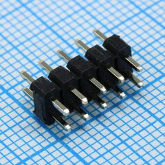 DS1021-2X5SF116-B, соединитель штыревой, вилка на плату двухрядная прямая 10pin(2x5), шаг 2.54мм