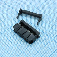 IDC-16F, idc разъем, розетка на плоский шлейф 16pin(2x8), шаг 2.54мм