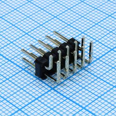 DS1022-2X5RF11-B, соединитель штыревой, вилка на плату двухрядная угловая 10pin(2x5), шаг 2.54мм