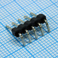 DS1022-1X5RDF11-B, соединитель штыревой, вилка на плату однорядная угловая 5pin(1x5), шаг 2.54мм (a=3mm, b=6mm, c=6.07mm), тип - d