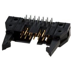 5499786-2, разъем с боковыми креплениями amp-latch-14 вилка на плату угловая 2.54мм 14 контактов