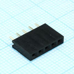 DS1023-1X5S21, гнездо на плату 1х5 конт., шаг 2.54мм, высота 8.5мм