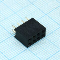 DS1023-2X4S21, гнездо на плату 2х4 конт., шаг 2.54мм, высота 8.5мм