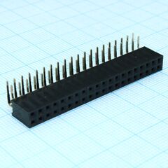 DS1024-2X20R2, гнездо на плату угловое 2x20 конт., шаг 2.54 мм., длина 8.5мм