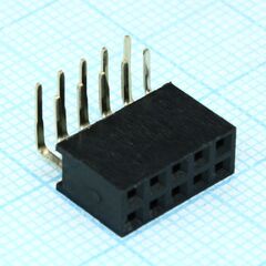 DS1024-2X5R2, гнездо на плату угловое 2x5 конт., шаг 2.54 мм., длина 8.5мм