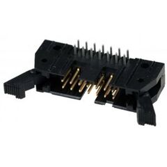 5499913-2, разъем с боковыми креплениями amp-latch-14 вилка на плату угловая 2.54мм 14 контактов