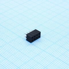 DS1026-06-2X4S8BV, гнездо на плату 2x4 конт., шаг 2.00мм, высота 4.3мм ширина 4.1мм, позолоч