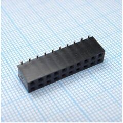 DS1023-11-2X10B8SRS, гнездо на плату smd 2x10 конт., шаг 2.54мм, высота 7.4мм, позолоч