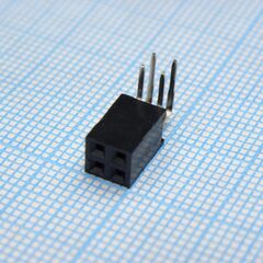 DS1024-2X2R2, гнездо на плату угловое 2x2 конт., шаг 2.54 мм., длина 8.5мм