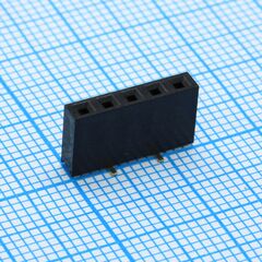 DS1023-10-1X5B82XBX, гнездо на плату однорядное 1х5 шаг 2,54 smd