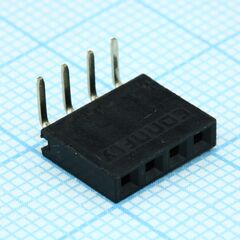 DS1024-1X4R2, гнездо на плату угловое 1x4 конт., шаг 2.54 мм., длина 8.5мм