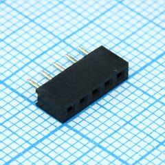 DS1026-01-1X5S8BV, гнездо на плату 1х5 конт., шаг 2.00мм, высота 4.3мм, позолоч