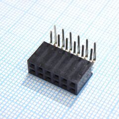 DS1024-2X6R2, гнездо на плату угловое 2x6 конт., шаг 2.54 мм., длина 8.5мм