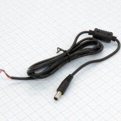 шт. 5.0*0.7pin провод 1.5м фер фильтр, штекер питания с проводом 0.25мм2 (24awg), с ферритовым помехозащищающим фильтром