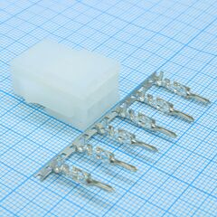 MF-2X3M + TERMINALS, разъем питания mini-fit 6 контактов, вилка на кабель, шаг 4,2мм