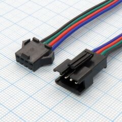 SM connector F/M 4P*150mm 22AWG, разъём (пара) 4 контакта + кабель / вилка+ розетка