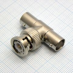 BNC штекер - 2*BNC гнезда (T-connector), вч переходник