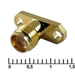 SMA-BJ1 GOLD, разъём высокочастотный, гнездо sma, фланцевое крепление под 2 винта, золотой