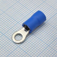 RV2-3.7M Blue, наконечник кабельный кольцевой с изоляцией d=3.7мм, сеч. пров.1.5-2.5мм2