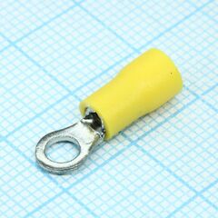 RV1.25-3.7S Yellow, наконечник кабельный кольцевой с изоляцией d=3.7мм, сеч. пров.0.5-1.5мм2