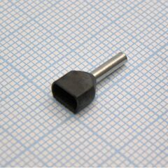 TE 7508 Black, наконечник кабельный торцевой сдвоенный трубчатый с изоляцией, l=14.7/8мм, провод 2х0.75мм2