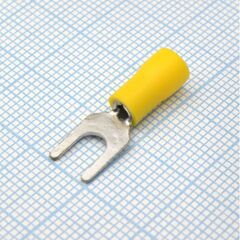 SV1.25-4L Yellow, наконечник кабельный вилочный с изоляцией d=4.3мм, сеч. пров.0.5-1.5мм2