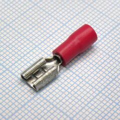 FDD1.25-187(8) Red, наконечник кабельный ножевой (гнездо) с изоляцией 0.8х4.75мм, сеч. пров. 0.5-1.5мм2