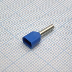 TE 1008 Blue, наконечник кабельный торцевой сдвоенный трубчатый с изоляцией, l=15.1/8мм, провод 2х1.0мм2