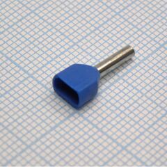 TE 7508 Blue, наконечник кабельный торцевой сдвоенный трубчатый с изоляцией, l=14.7/8мм, провод 2х0.75мм2