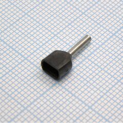 TE 0508 Black, наконечник кабельный торцевой сдвоенный трубчатый с изоляцией, l=14.5/8мм, провод 2х0.5мм2