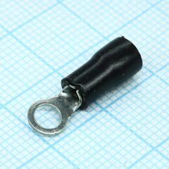 RV1.25-3.7S Black, наконечник кабельный кольцевой с изоляцией d=3.7мм, сеч. пров.0.5-1.5мм2