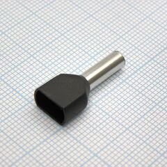 TE 4012 Black, наконечник кабельный торцевой сдвоенный трубчатый с изоляцией, l=23.1/12мм, провод 2х4.0мм2