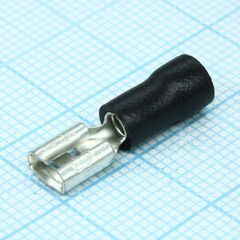 FDD2-187(8) Black, наконечник кабельный ножевой (гнездо) с изоляцией 0.8х4.75мм, сеч. пров. 1.5-2.5мм2