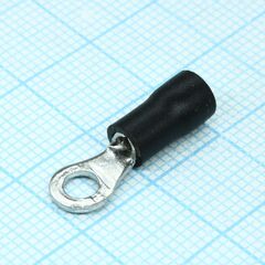 RV1.25-3.7M Black, наконечник кабельный кольцевой с изоляцией d=3.7мм, сеч. пров.0.5-1.5мм2