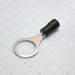 RV1.25-10 Black, наконечник кабельный кольцевой с изоляцией d=10.5мм, сеч. пров.0.5-1.5мм2
