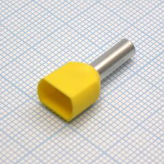 TE 4012 Yellow, наконечник кабельный торцевой сдвоенный трубчатый с изоляцией, l=23.1/12мм, провод 2х4.0мм2