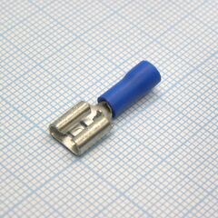 FDD1.25-250 Blue, наконечник кабельный ножевой (гнездо) с изоляцией 0.8х6.35мм, сеч. пров. 0.5-1.5мм2