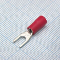 SV1.25-3.7S Red, наконечник кабельный вилочный с изоляцией d=3.7мм, сеч. пров.0.5-1.5мм2