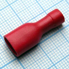 FDFD2-250 Red, наконечник кабельный ножевой (гнездо) полностью в изоляции 0.8х6.35мм, сеч. пров. 1.5-2.5мм2