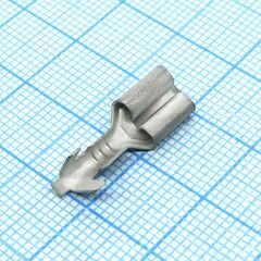 Контакт гнездовой 1/02505/44-02, контакт гнездовой 6.3мм с монтажным усиком под провод сечением 1.25...2.5мм2 покрытие олово-висмут 2..3мкм, ост37.003.032-88