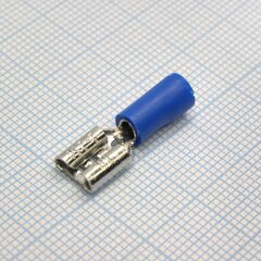 FDD2-250 Blue, наконечник кабельный ножевой (гнездо) с изоляцией 0.8х6.35мм, сеч. пров. 1.5-2.5мм2