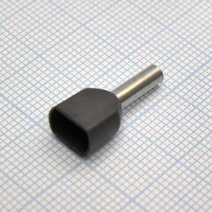 TE 2510 Black, наконечник кабельный торцевой сдвоенный трубчатый с изоляцией, l=18.5/10мм, провод 2х2.5мм2