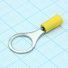 RV1.25-10 Yellow, наконечник кабельный кольцевой с изоляцией d=10.5мм, сеч. пров.0.5-1.5мм2